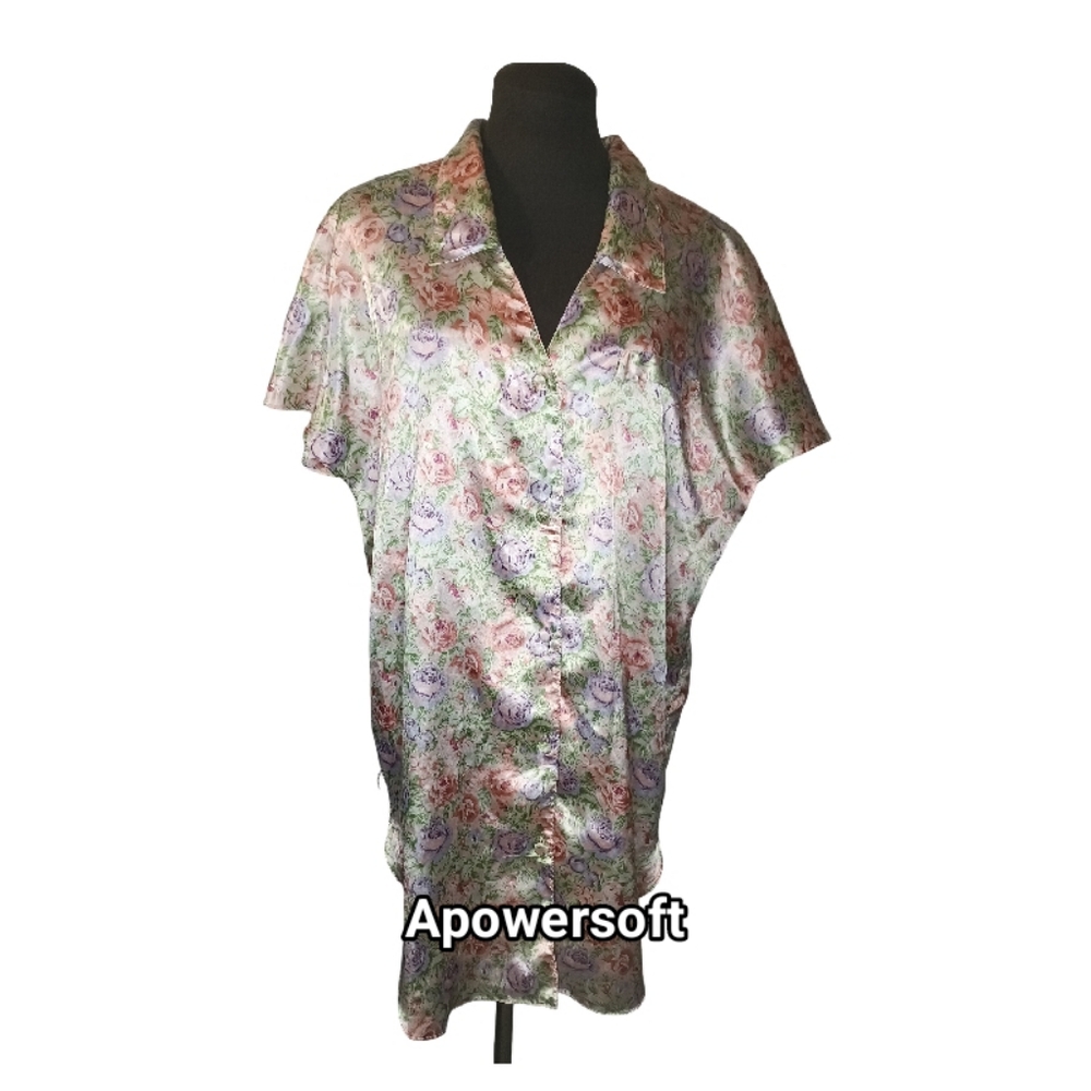 Vintage Floral Satin Sleep Shirt